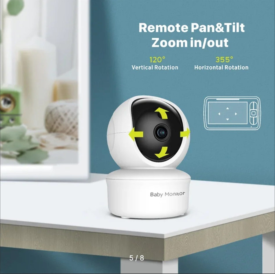 Baby Monitor with Remote Pan-Tilt-Zoom Camera and Audio